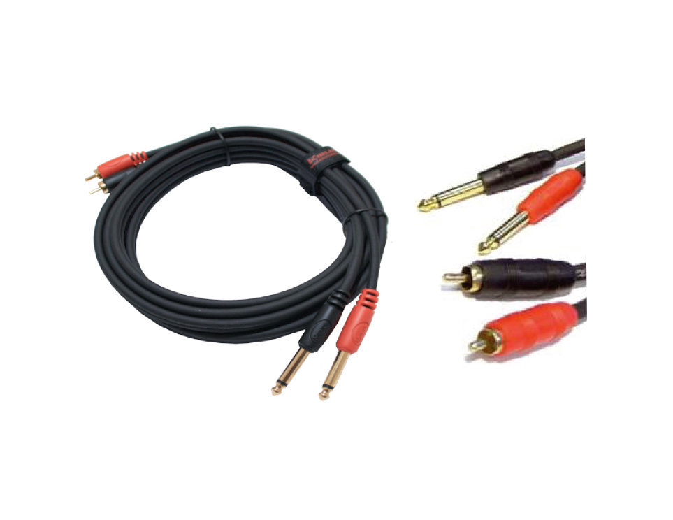 A-404G KIRLIN 2X6.3mm PLUG  TO 2XRCA CABLE 3M