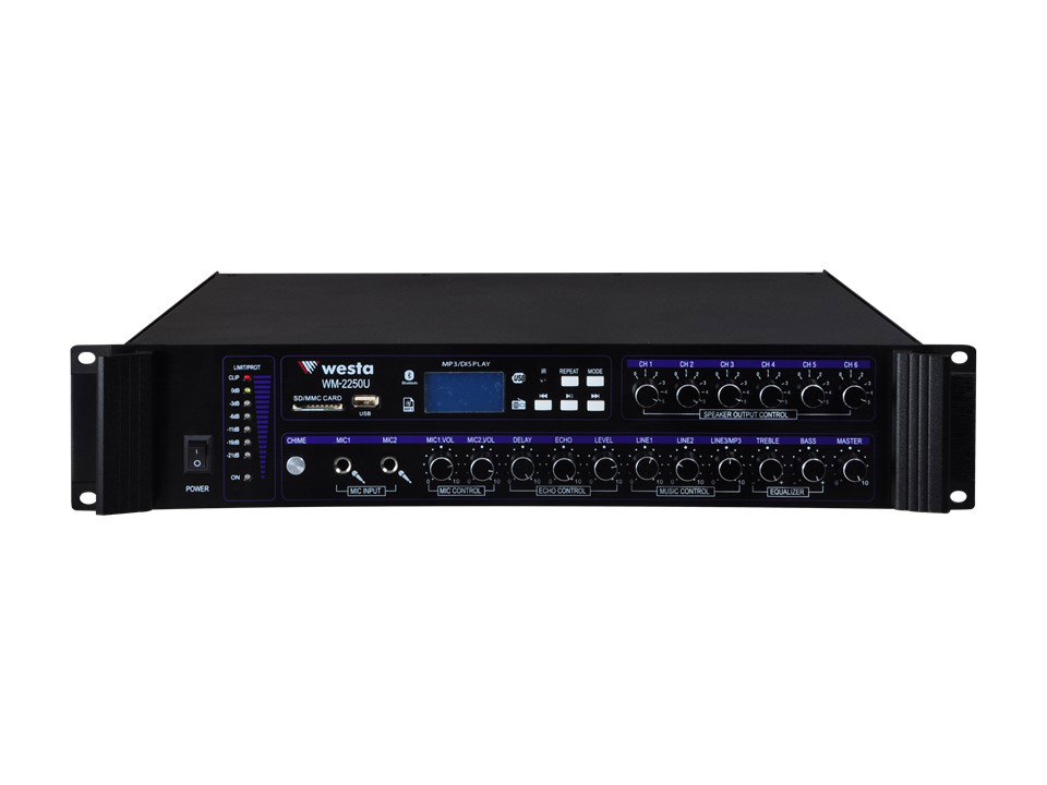 WM-2250U - 6 Bölgeli 250W 100V Mixer Amfi