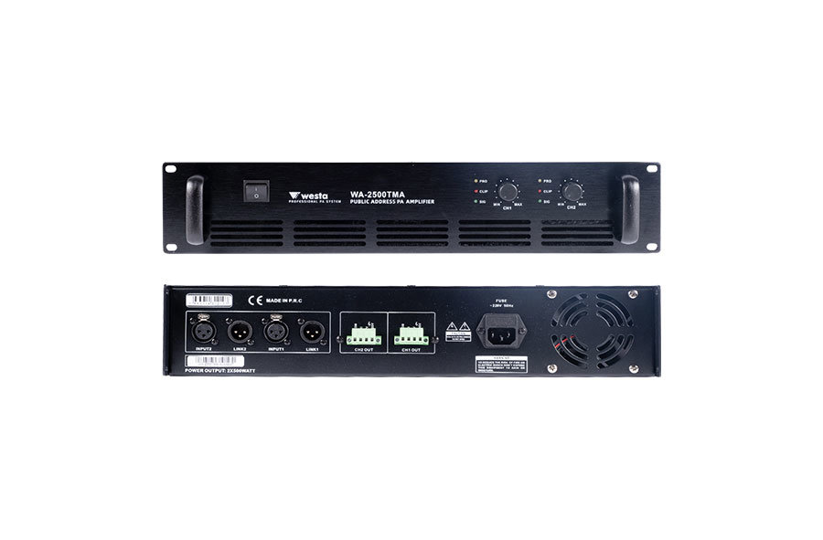 WA-2500TMA - 100V - 8 Ohm 2x500 Watt Power Amfi