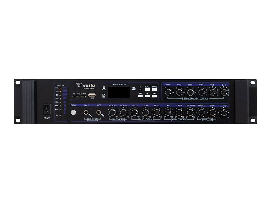 WM-2500U - 6 Bölgeli 500W 100V Mixer Amfi