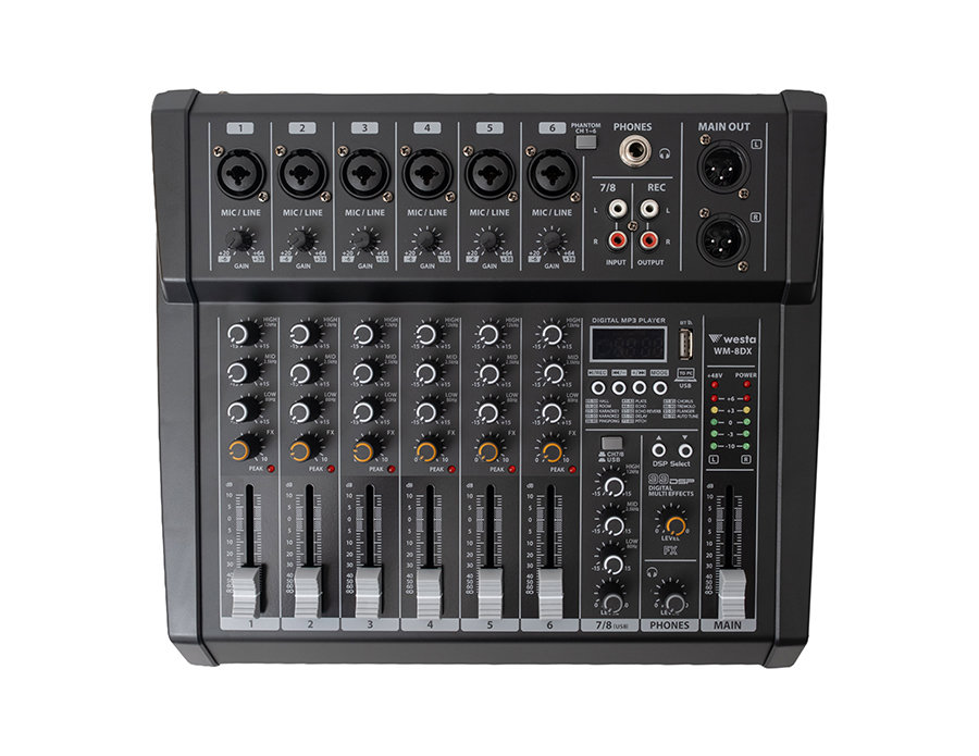 WM-8DX  8 Kanal Power Mixer -2*250W 4Ω